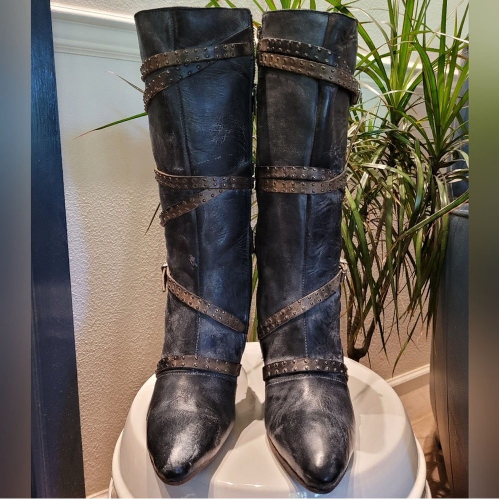 Freebird by Steven Black Studded Heeled Boots Jax Size 9